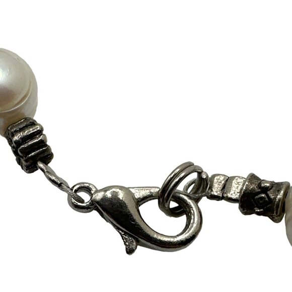 Vintage Blue White Porcelain Bead Necklace Fresh Water Pearls Traditional Motifs - Picture 6 of 7